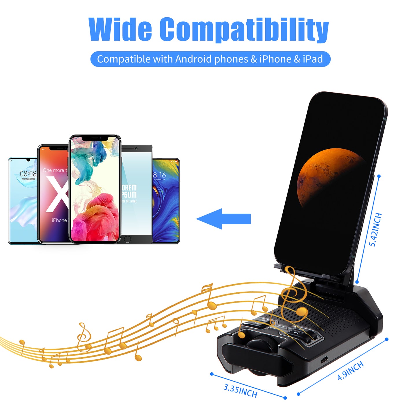 Dcsmges Bluetooth Phone Holder Compatible with Any Smartphone Phone Holder with Wireless Bluetooth Speaker Non-Slip