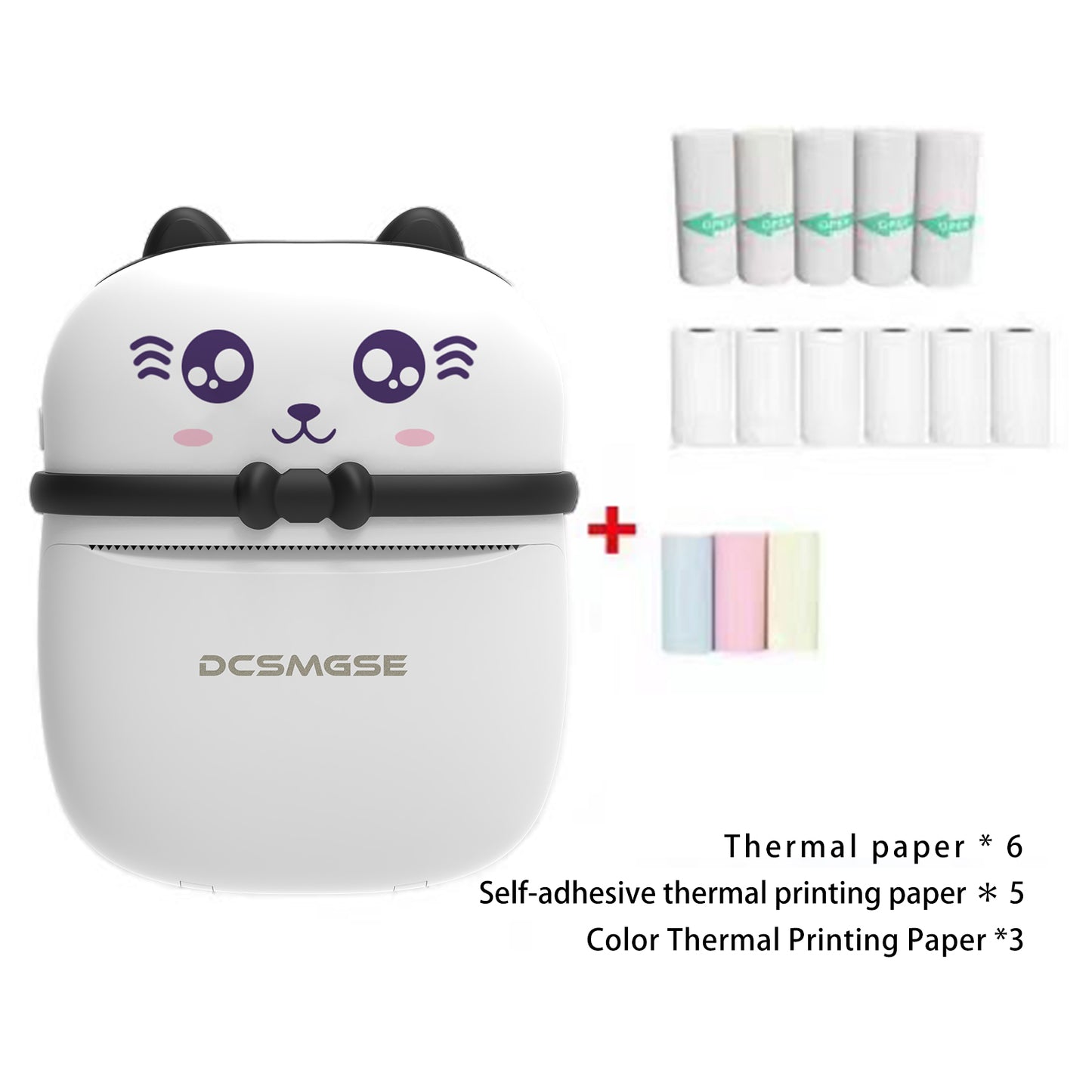 Bluetooth Printer, Mini Portable Printer for iOS Android, 14 Rolls Paper, Cute Stickers, Photo Printer for Home Office