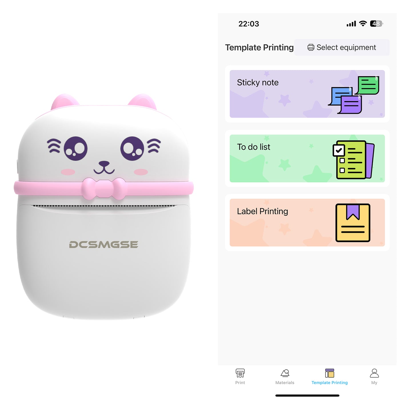 Bluetooth Printer, Mini Portable Printer for iOS Android, 14 Rolls Paper, Cute Stickers, Photo Printer for Home Office